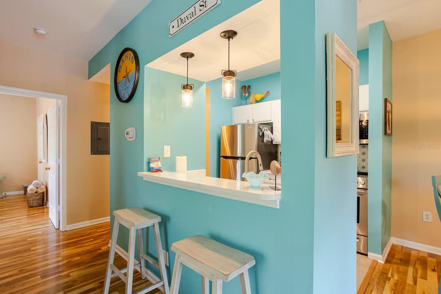 Cozy breakfast bar for two.