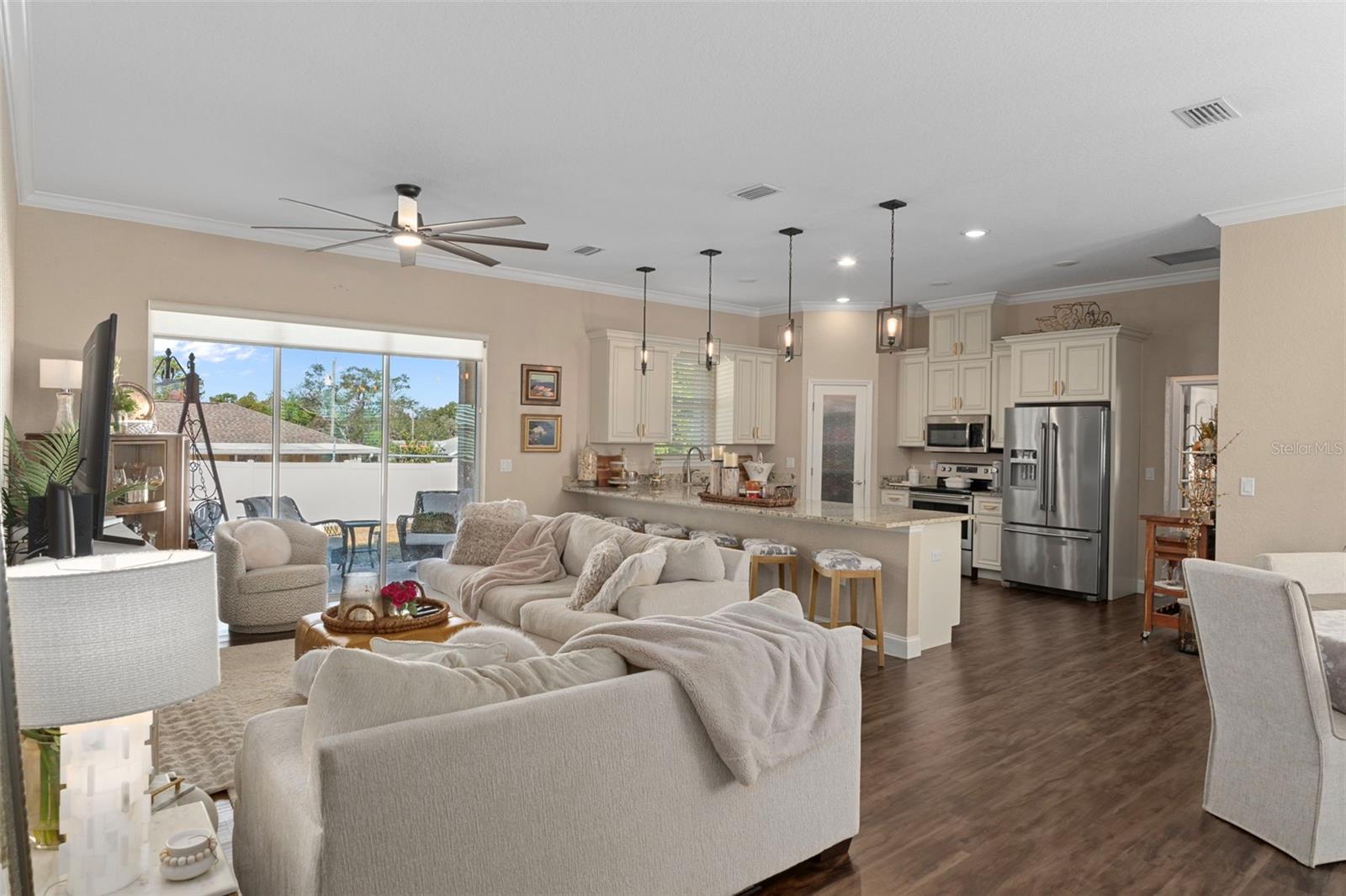 Living area open to kitchen