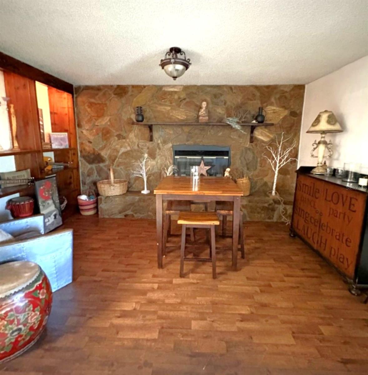 Wood burning fireplace