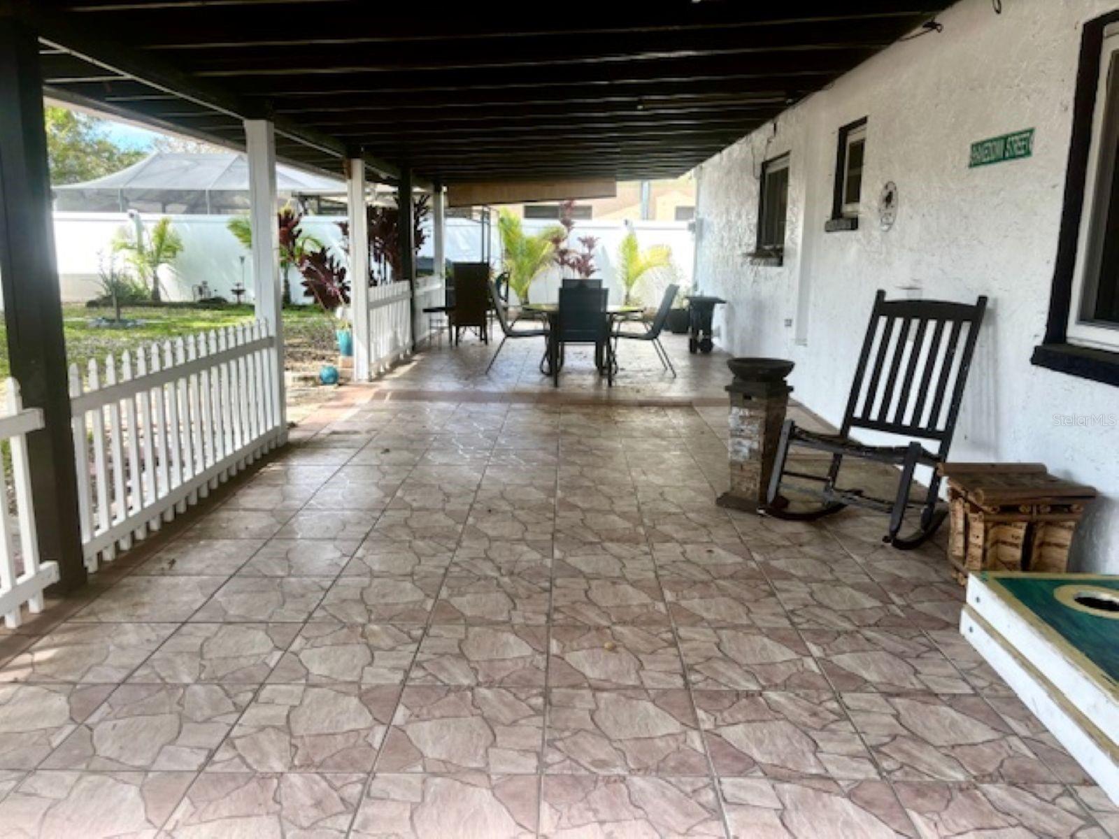 Huge tile roof covered patio