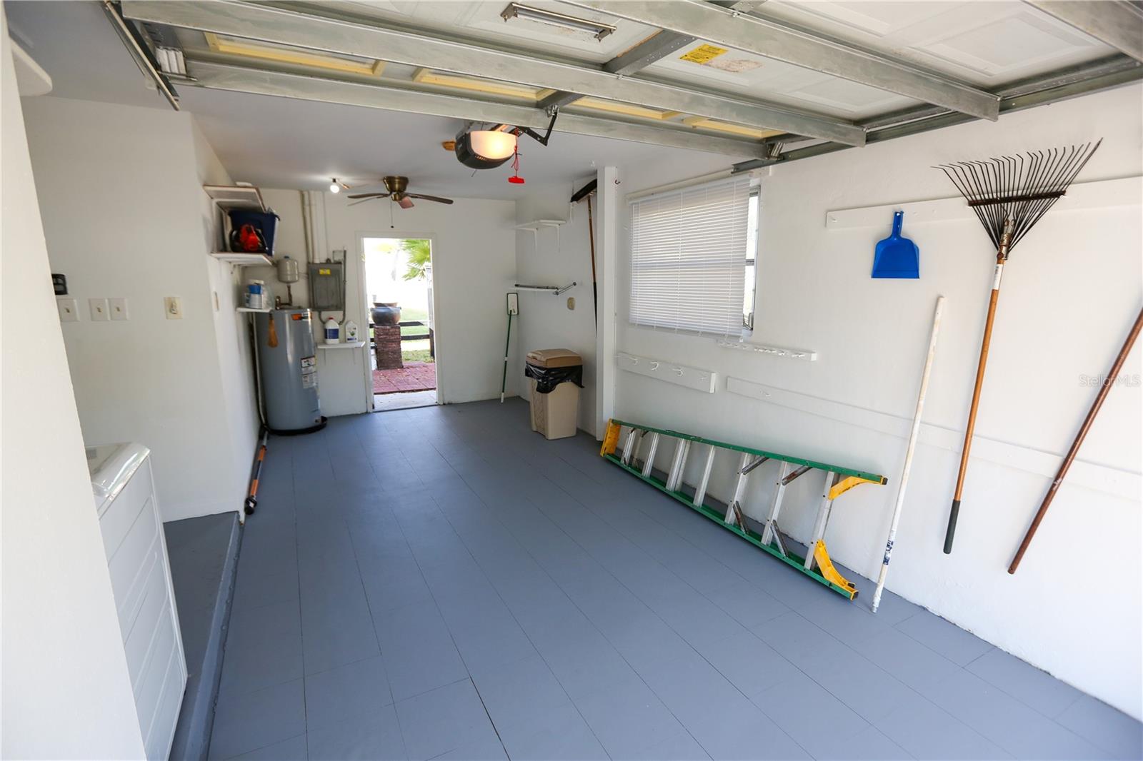 Garage leads out to the backyard patio