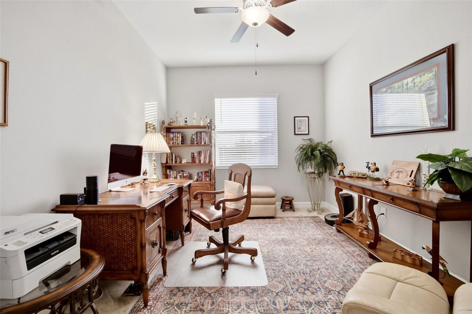 Flex room set up as home office/den