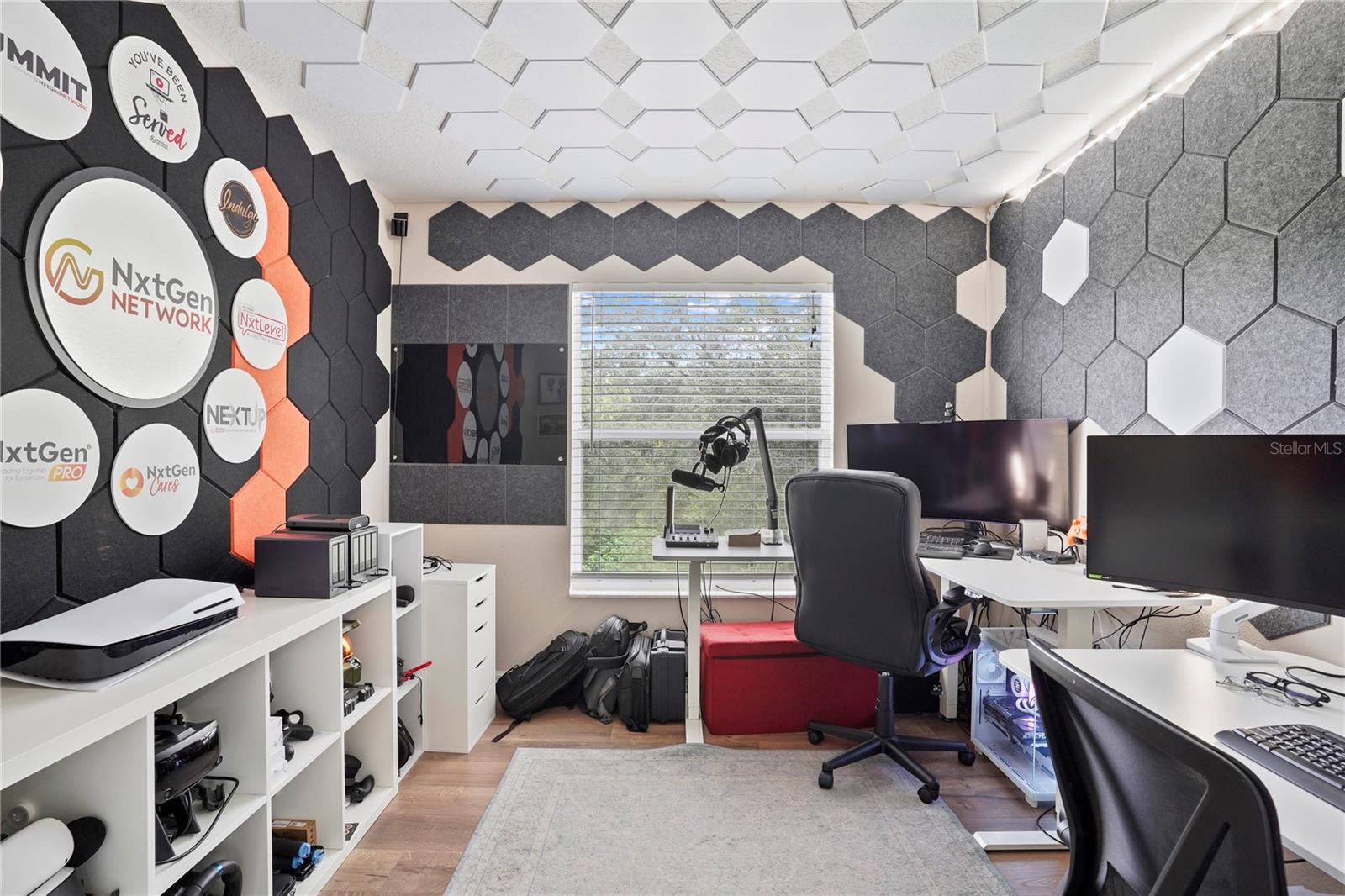 Flex space in primary suite with acoustic panels