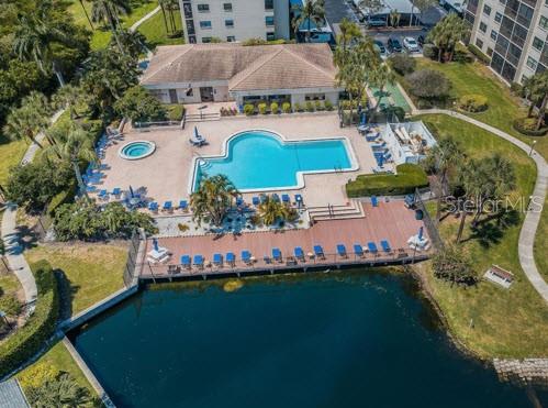 Pasadena Cove Aerial view of Pool & Clubhouse