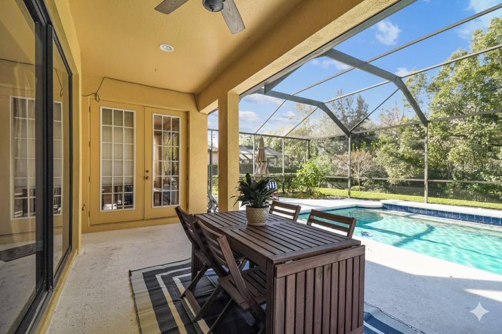 Covered lanai with fan and AV prewire