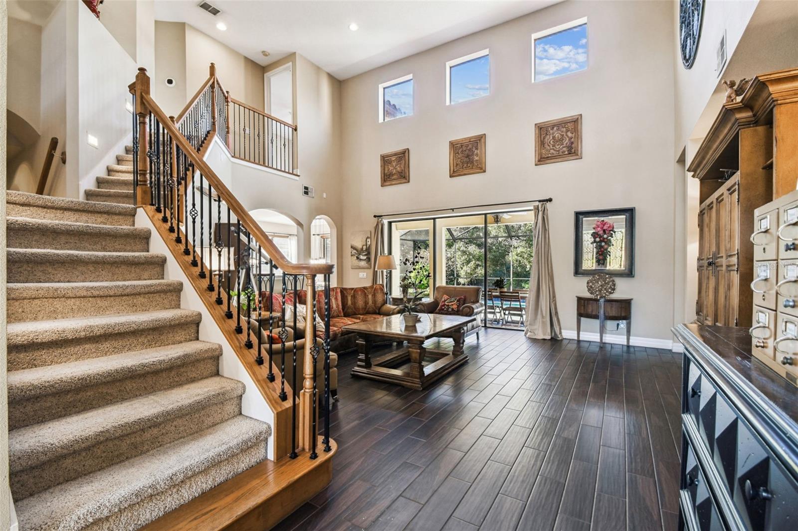 Two story family room