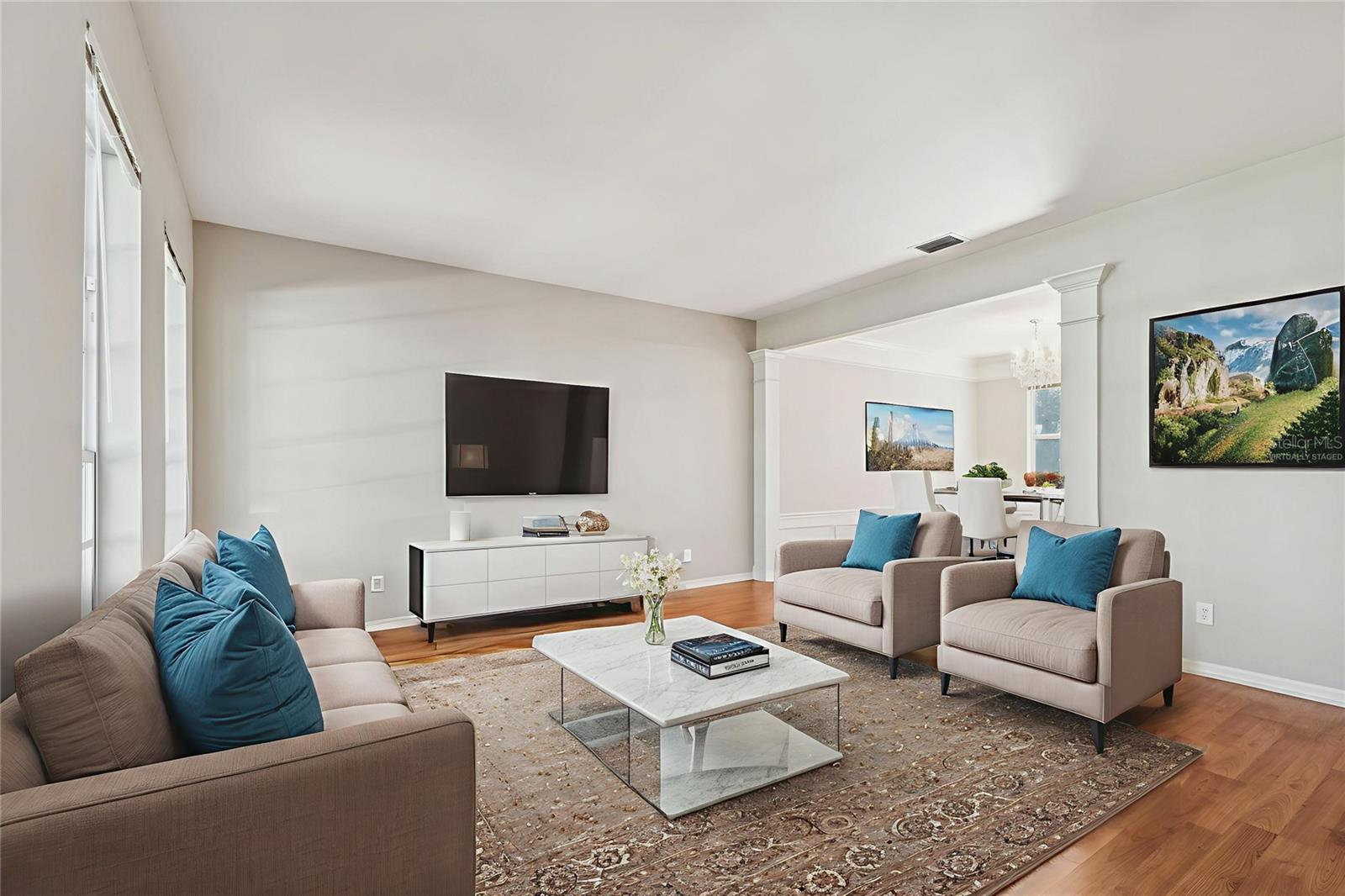 Virtually staged formal living room