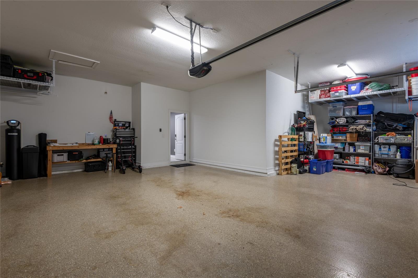 2 car garage, plus an extra large area for golf cart or storage!