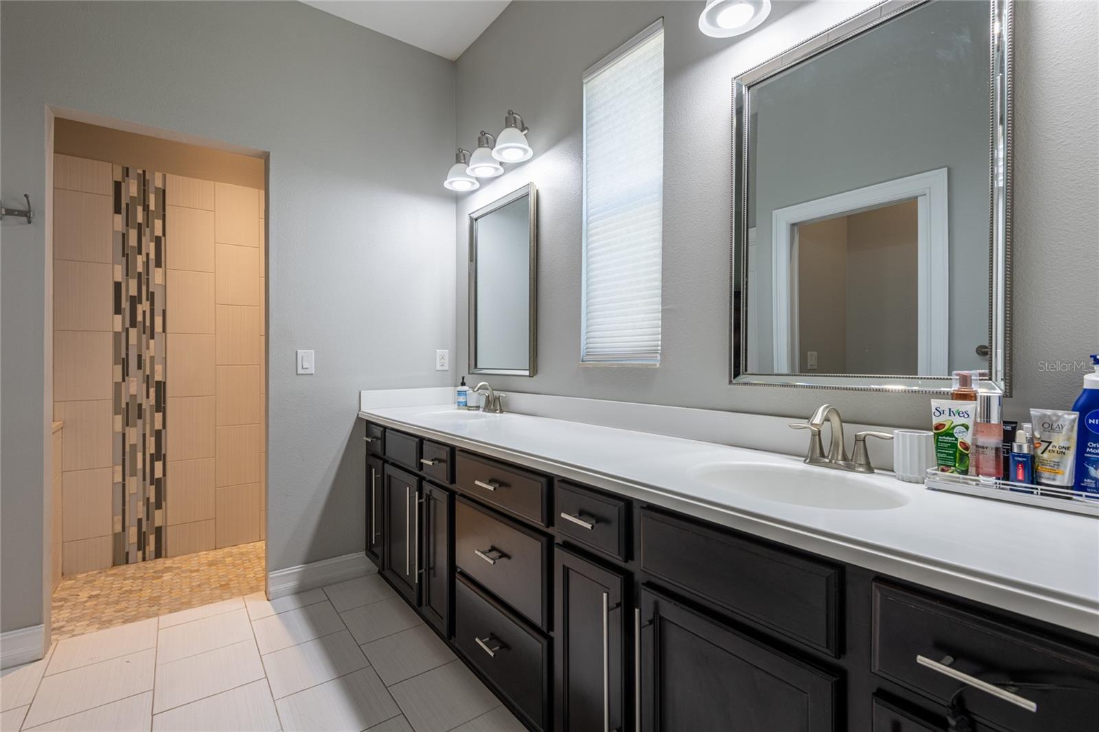 Primary bathroom. Dual vanity sinks