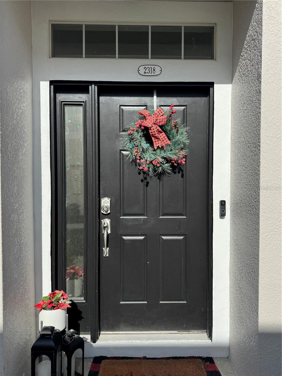 Solid door nicely decorated.