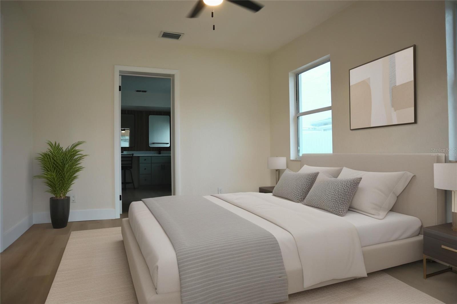 Primary bedroom virtually staged
