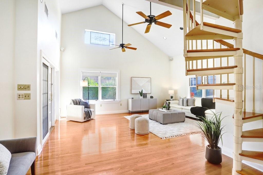 Family Room with French Doors to Rear Patio