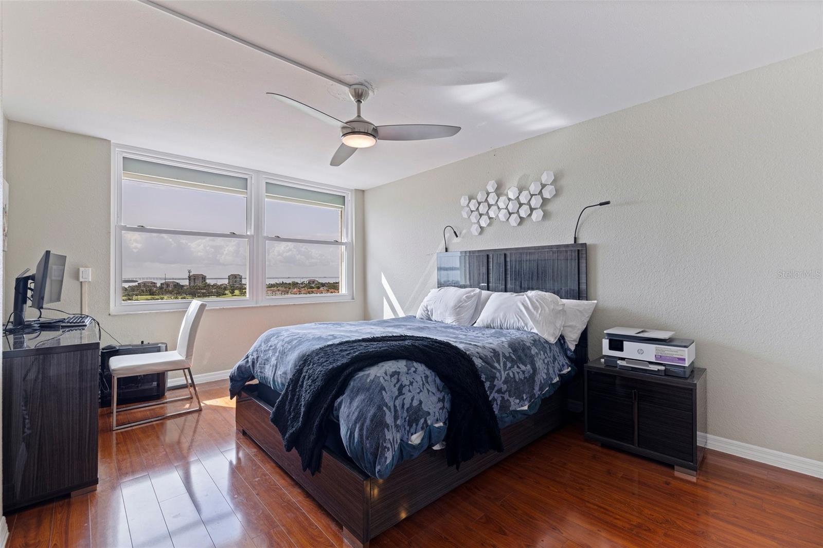 SECOND BEDROOM WITH VIEW OF THE BAY, GOLF COURSE AND ISLAND