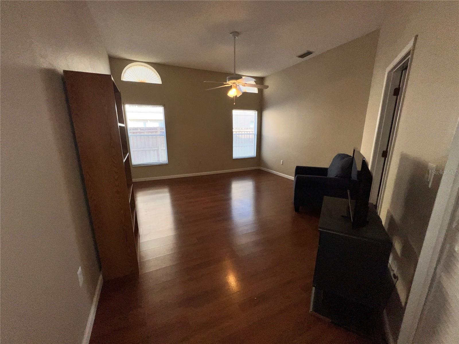 Primary bedroom from doorway entry.