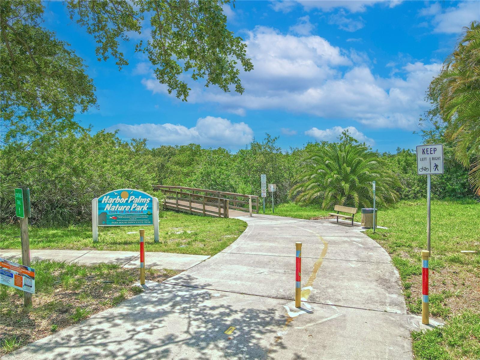 Just minutes away, Harbor Palms Nature Park offers a scenic paved trail and boardwalk through lush greenery—perfect for walking, biking, and enjoying the outdoors.