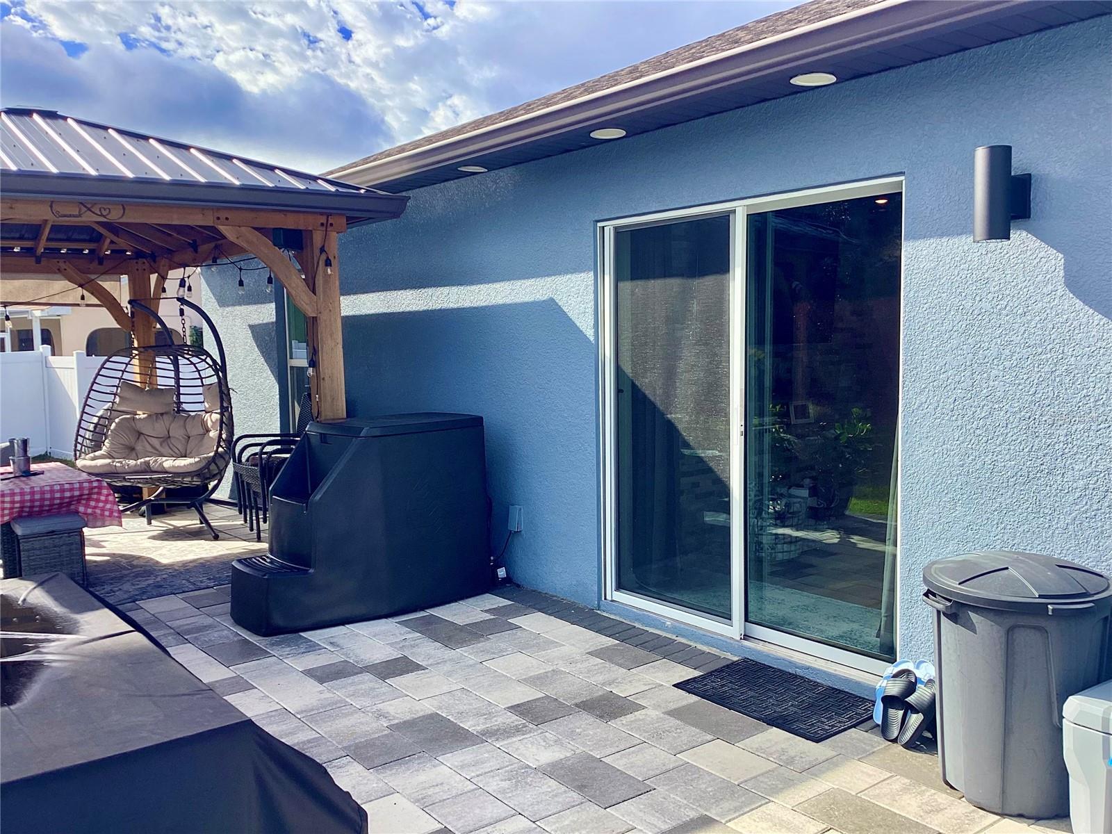 Sliding door onto back patio.