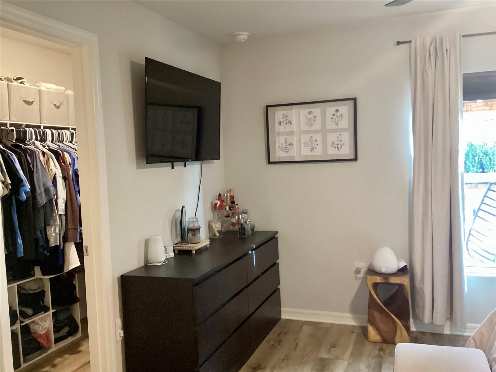 Master suite with large walk in closet.