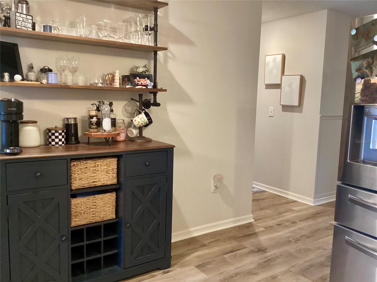 Coffee bar. Hallway to bedroom #4 and bath #2.