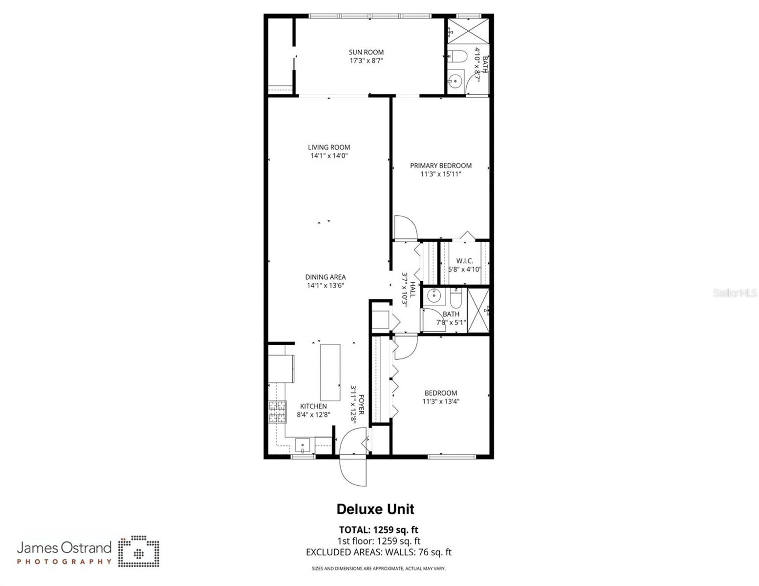 Deluxe Unit Floor Plan (1,250 Sq ft)