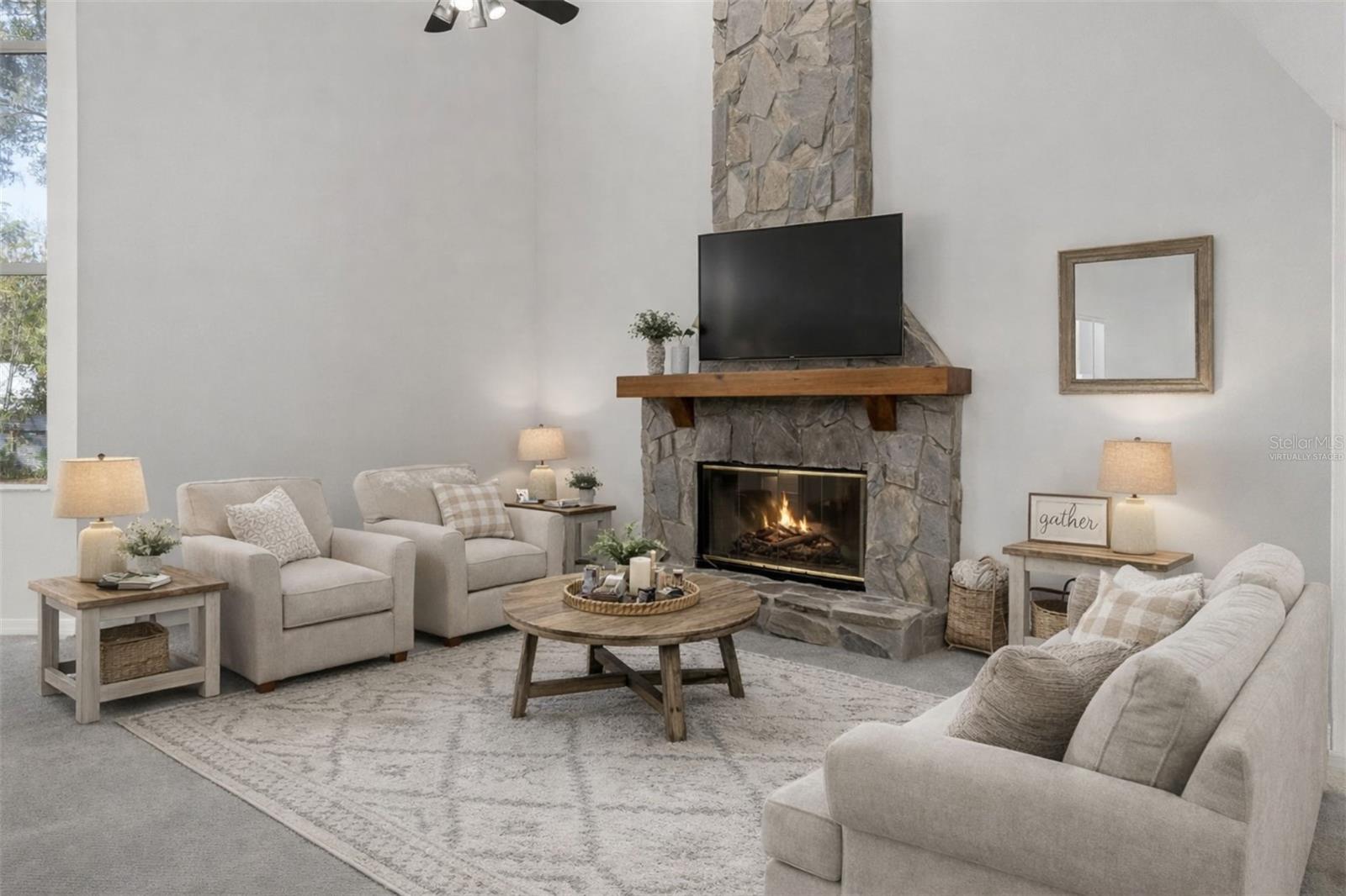 Virtually Staged - Fireplace sitting area