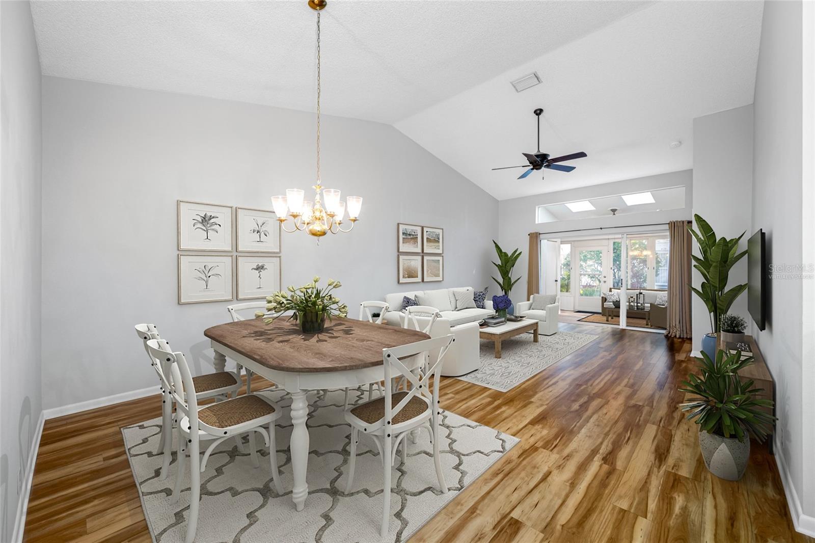 Virtually Staged Dining, Living and Back Room