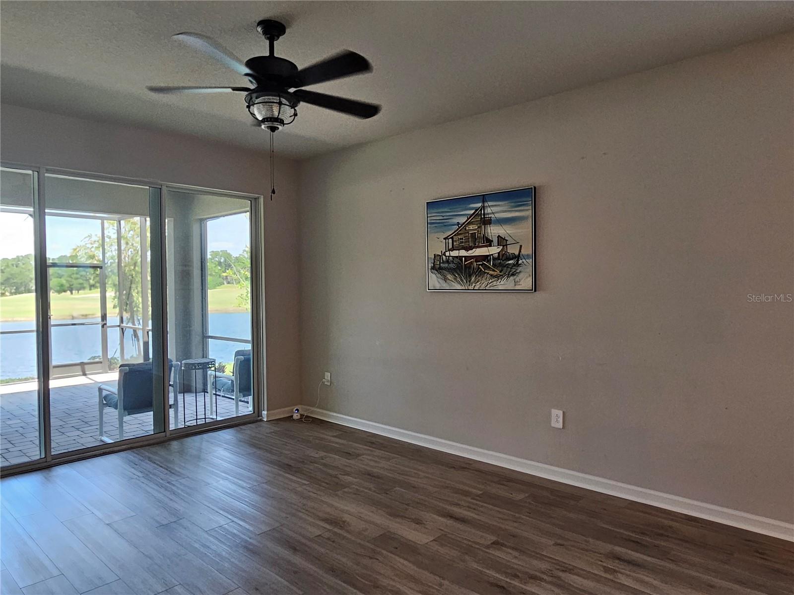 Living room with new fan