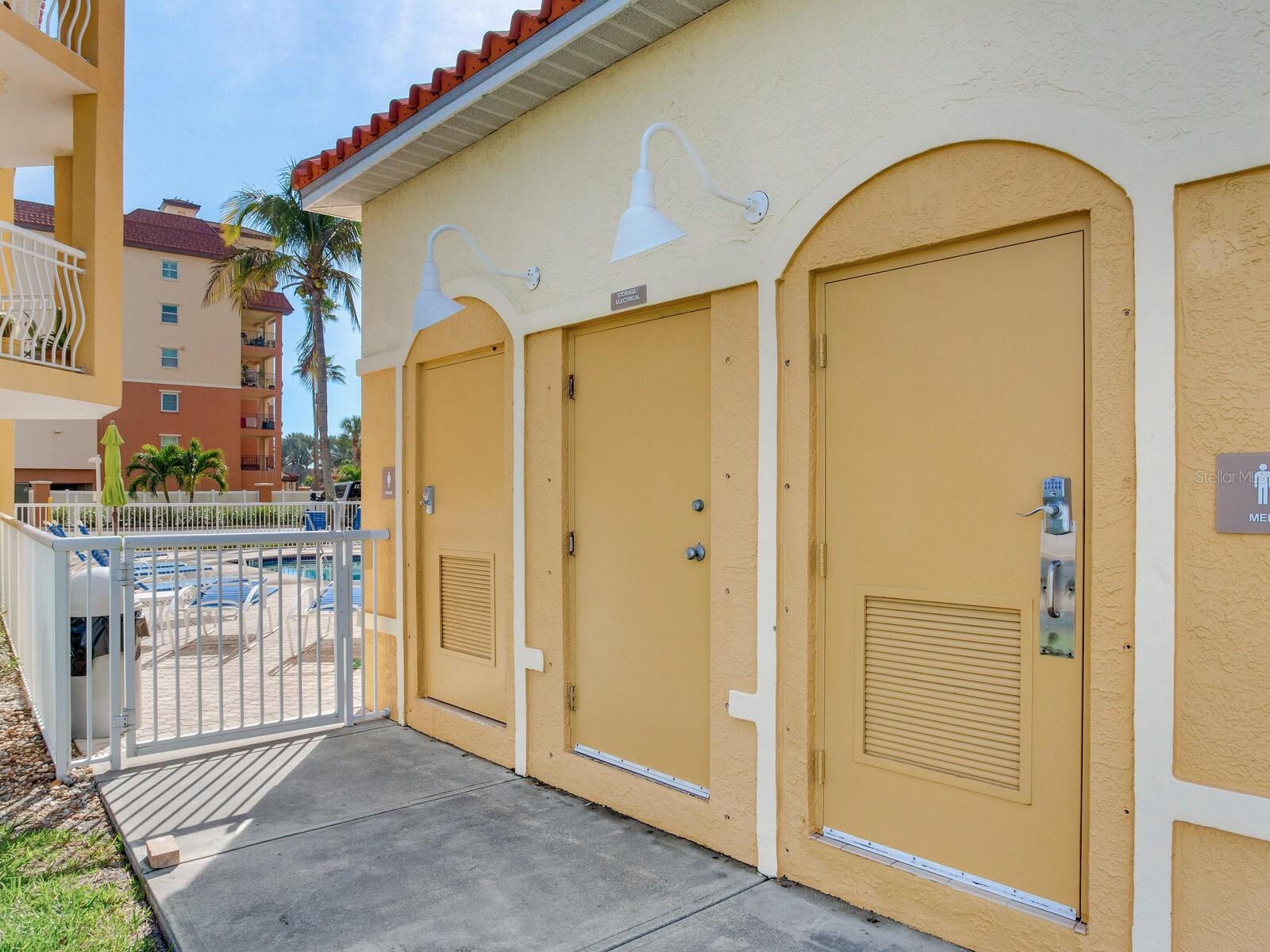 His and Hers Restrooms poolside