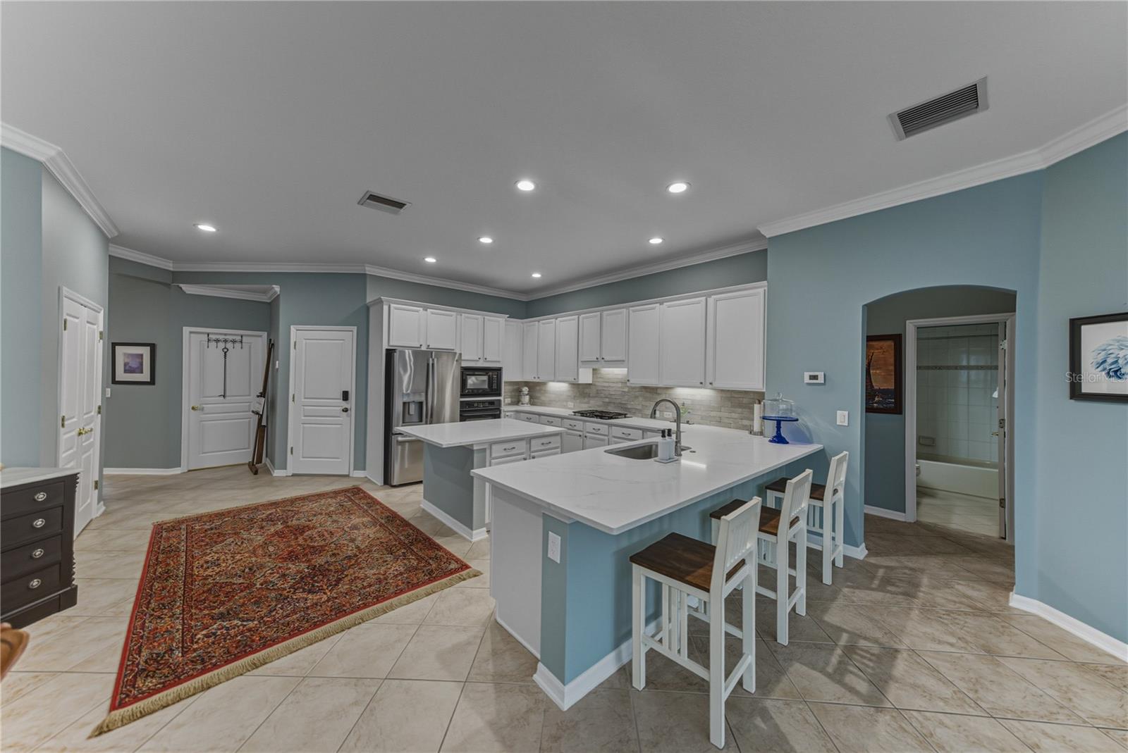 Updated kitchen with large island