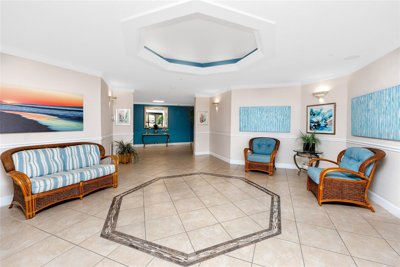 Modern coastal designed lobby