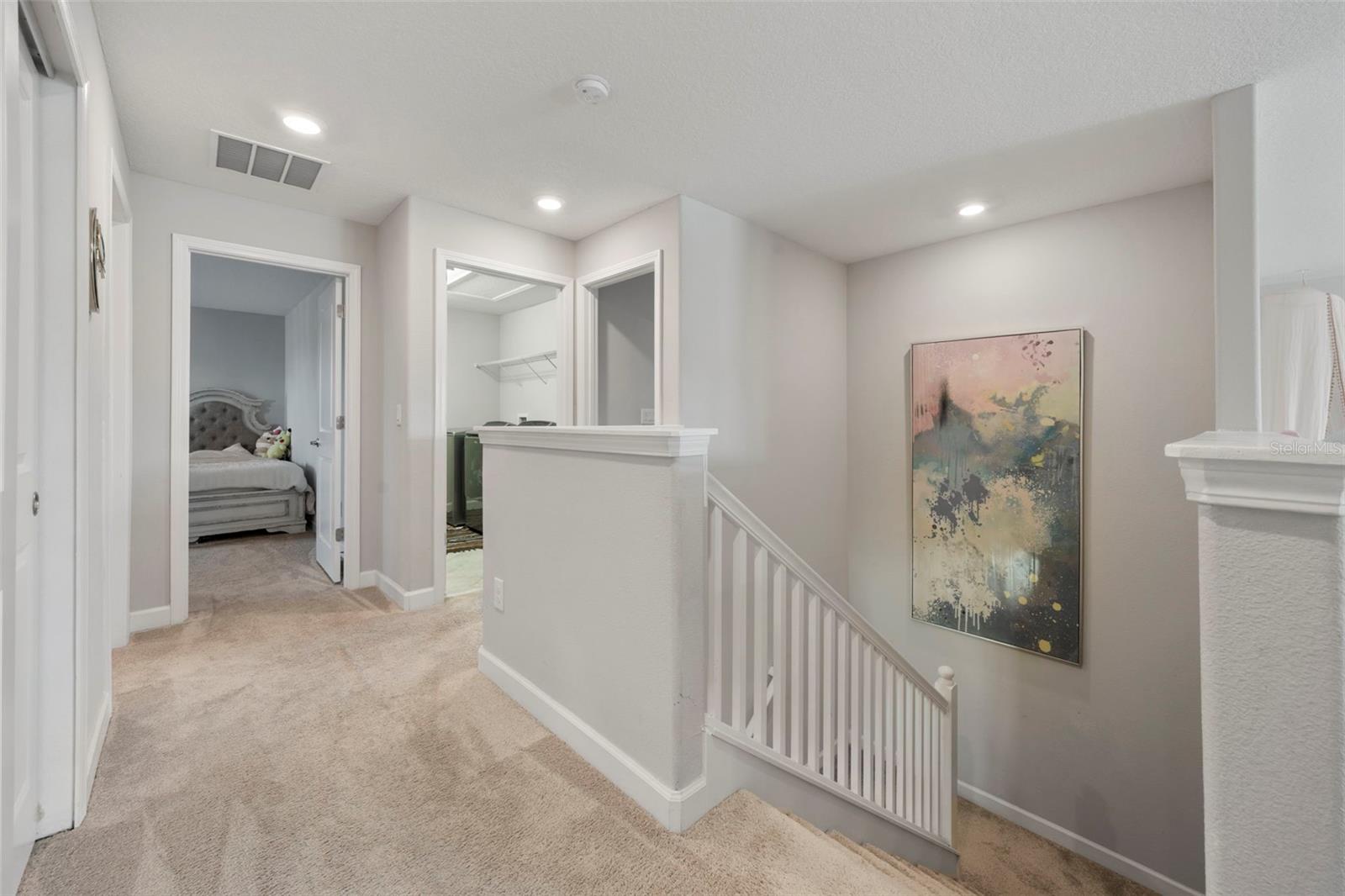 4 bedrooms and 2 bathrooms are also located upstairs. Both bathrooms have double sinks!