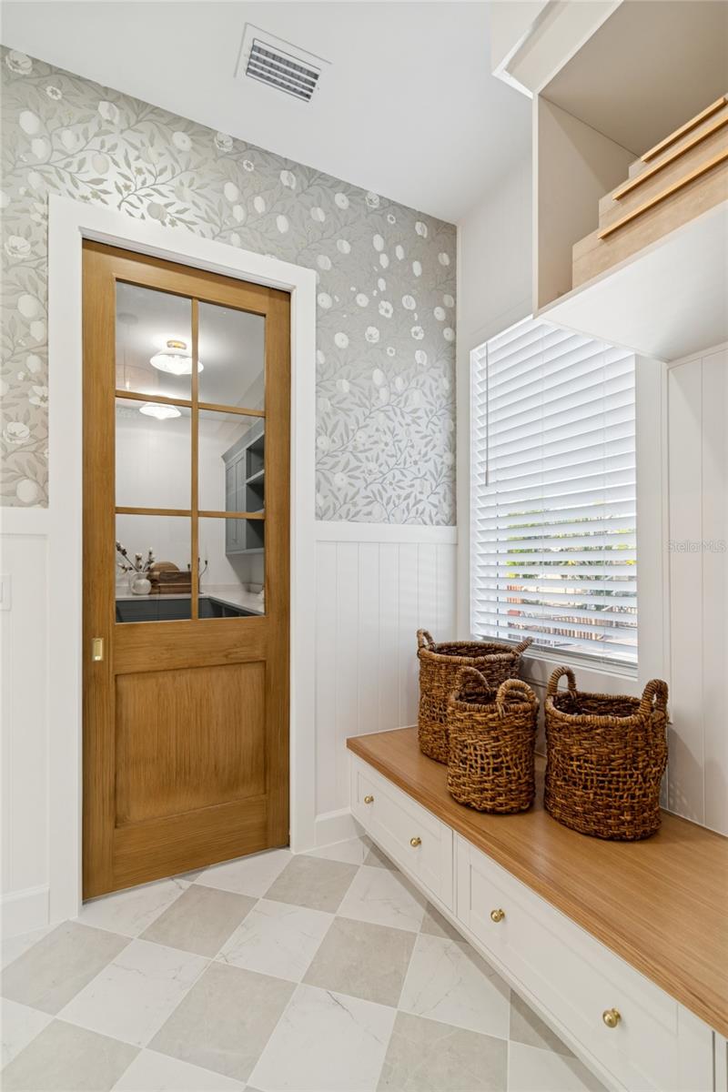 Beautiful door leading into pantry
