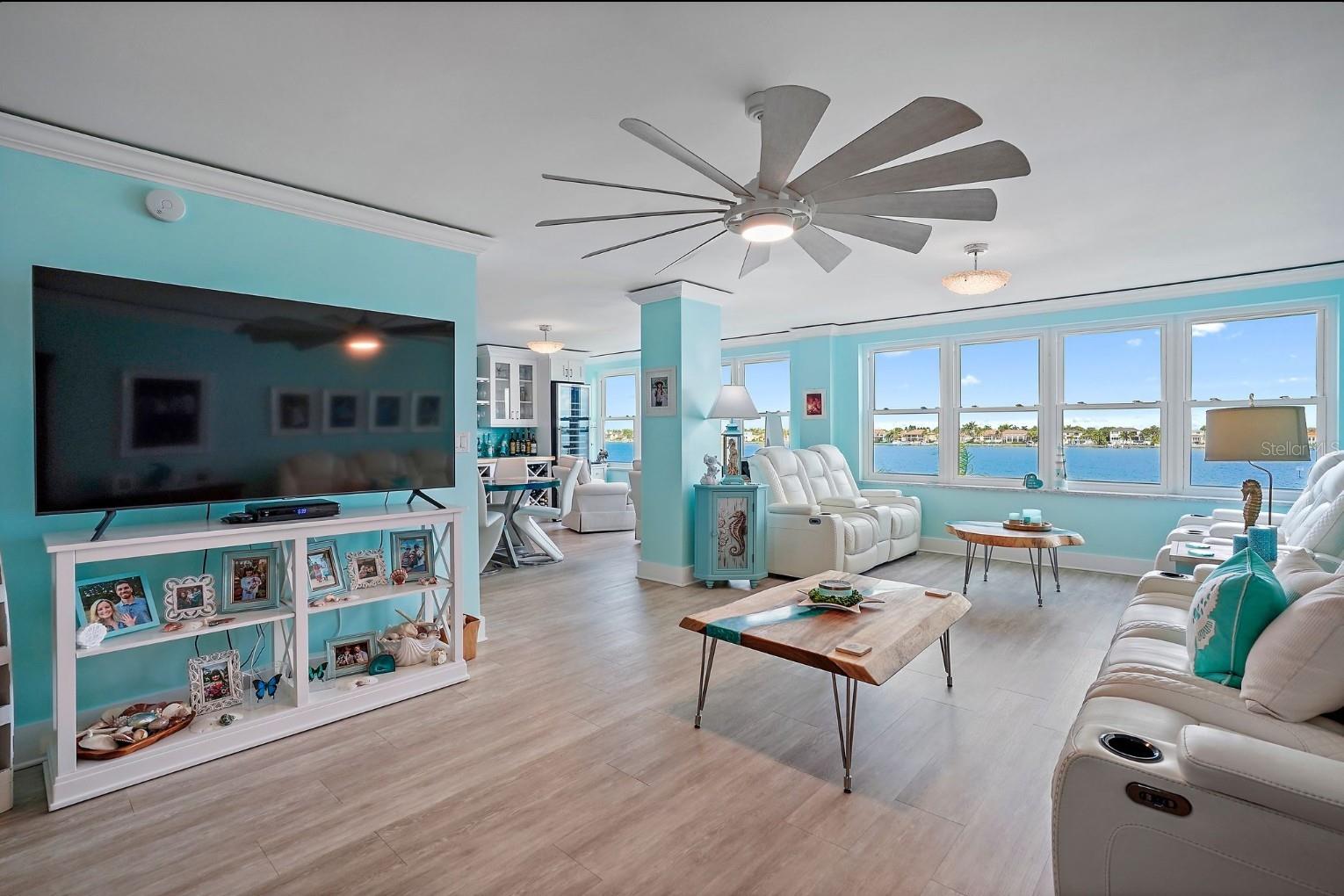 Family room, every room has a water view