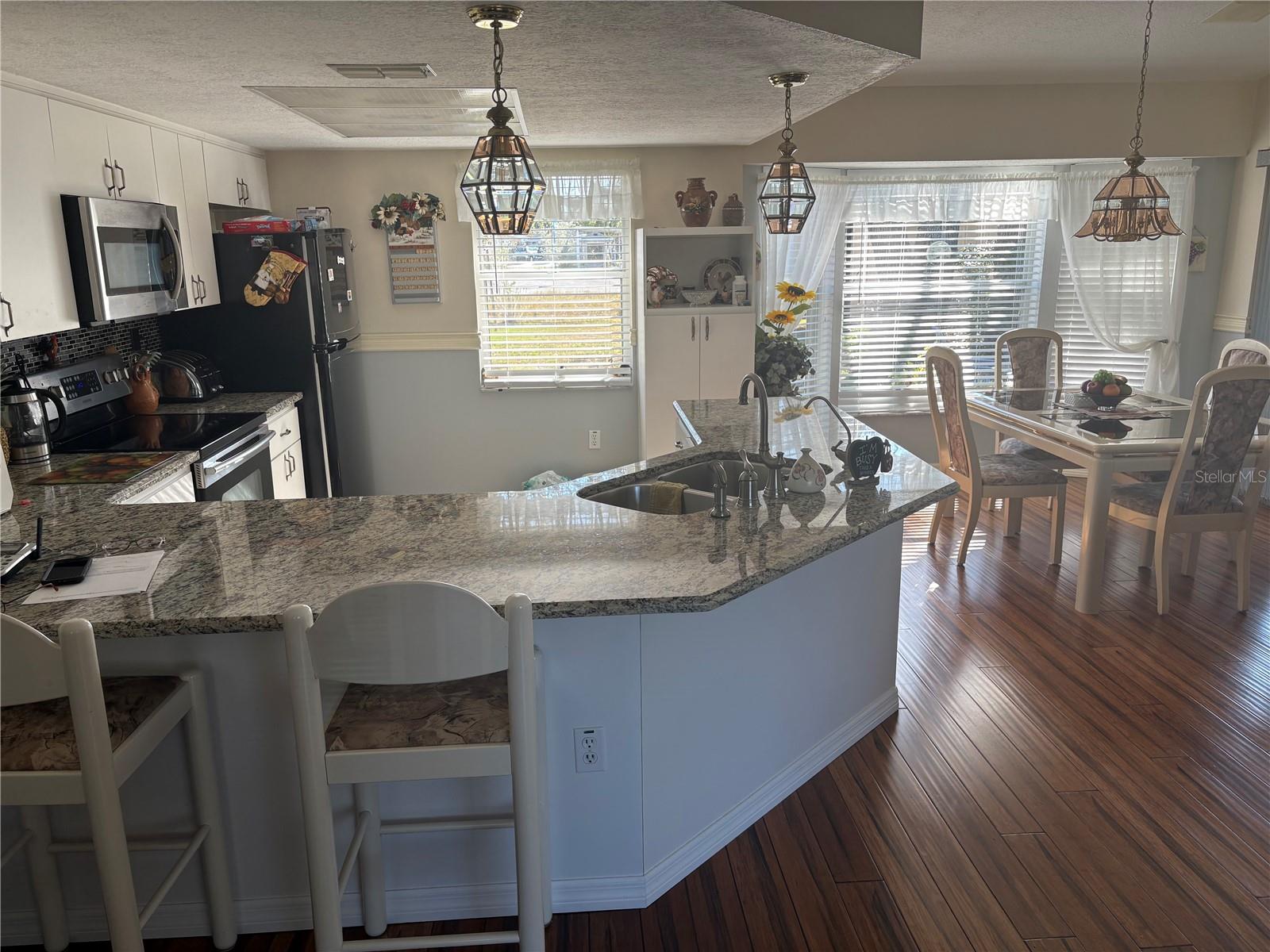 Kitchen overlooking the dining area.