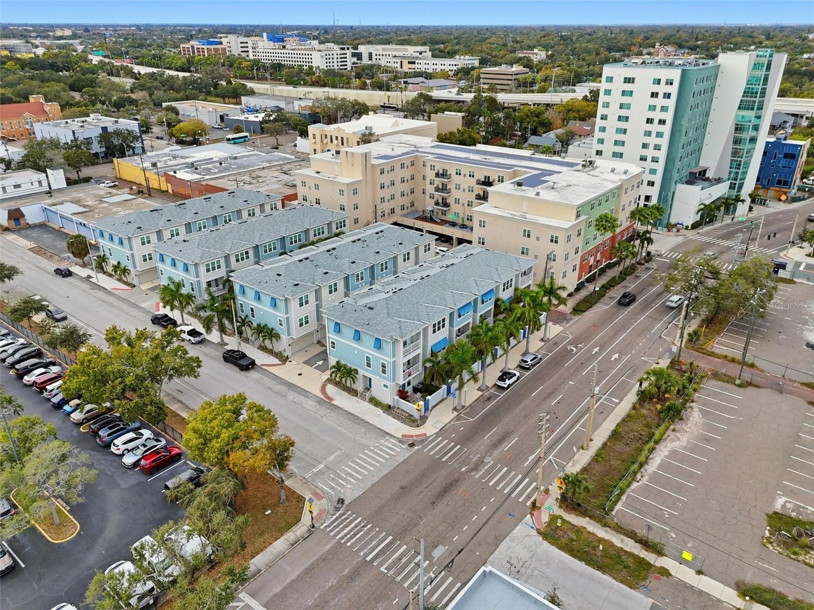 Aerial view of the community at 8th Street and Burlington.