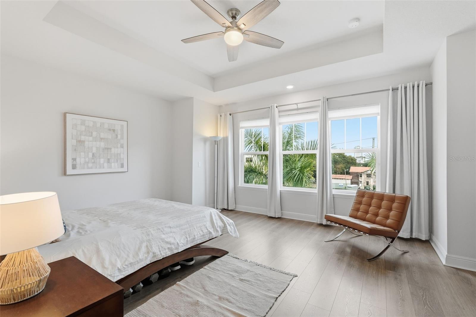Master bedroom suite with city views.