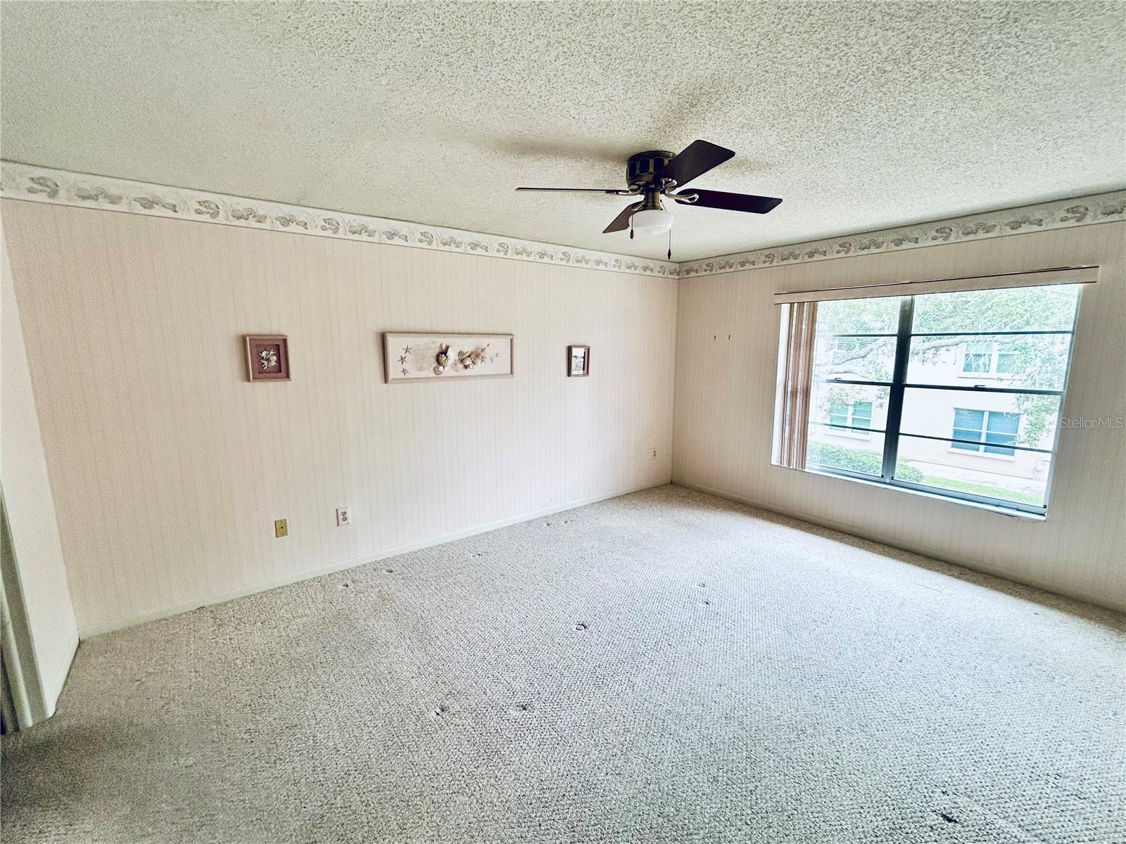 Primary bedroom looking out to court yard