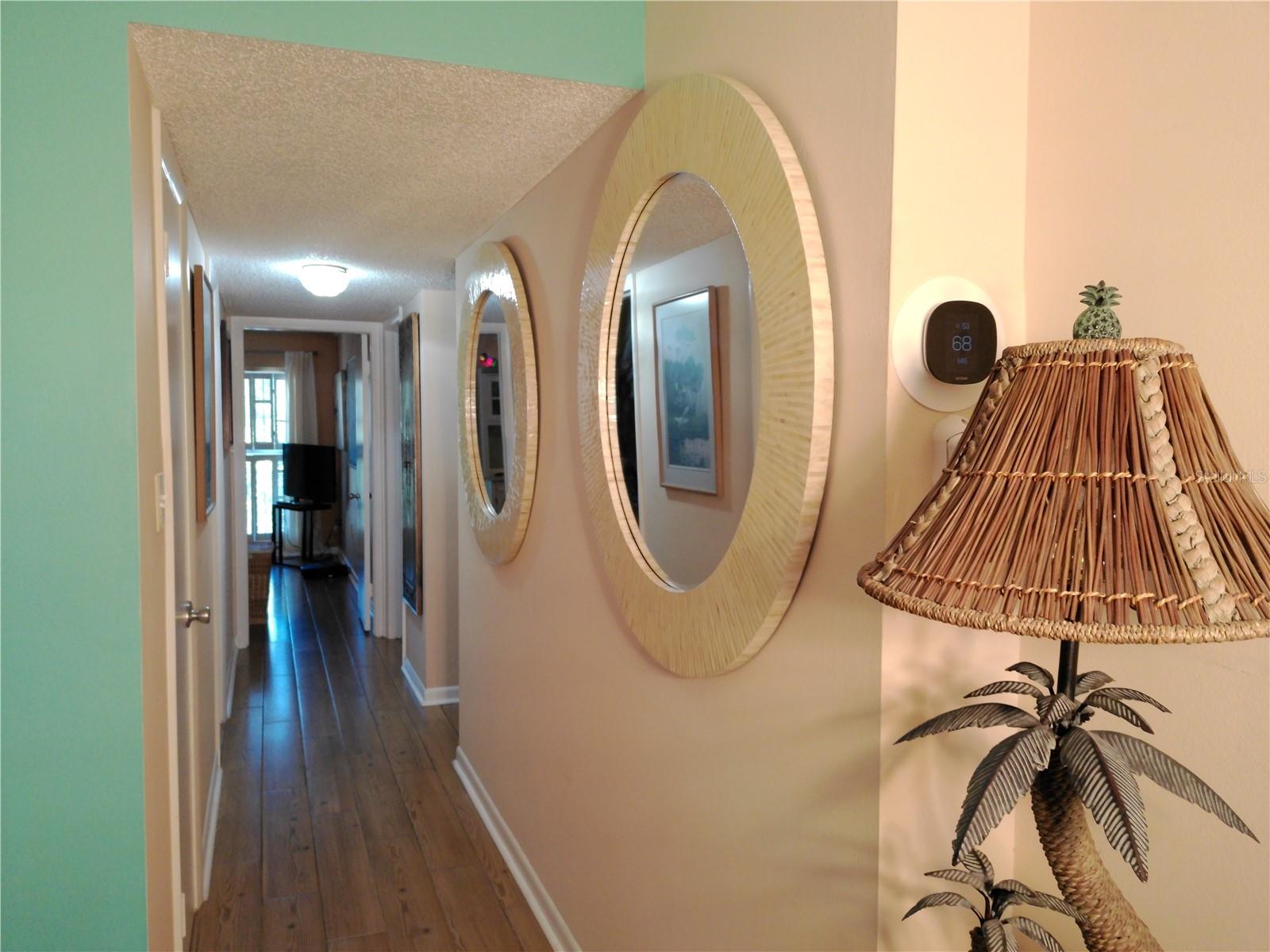 View of hallway from Living Room area.