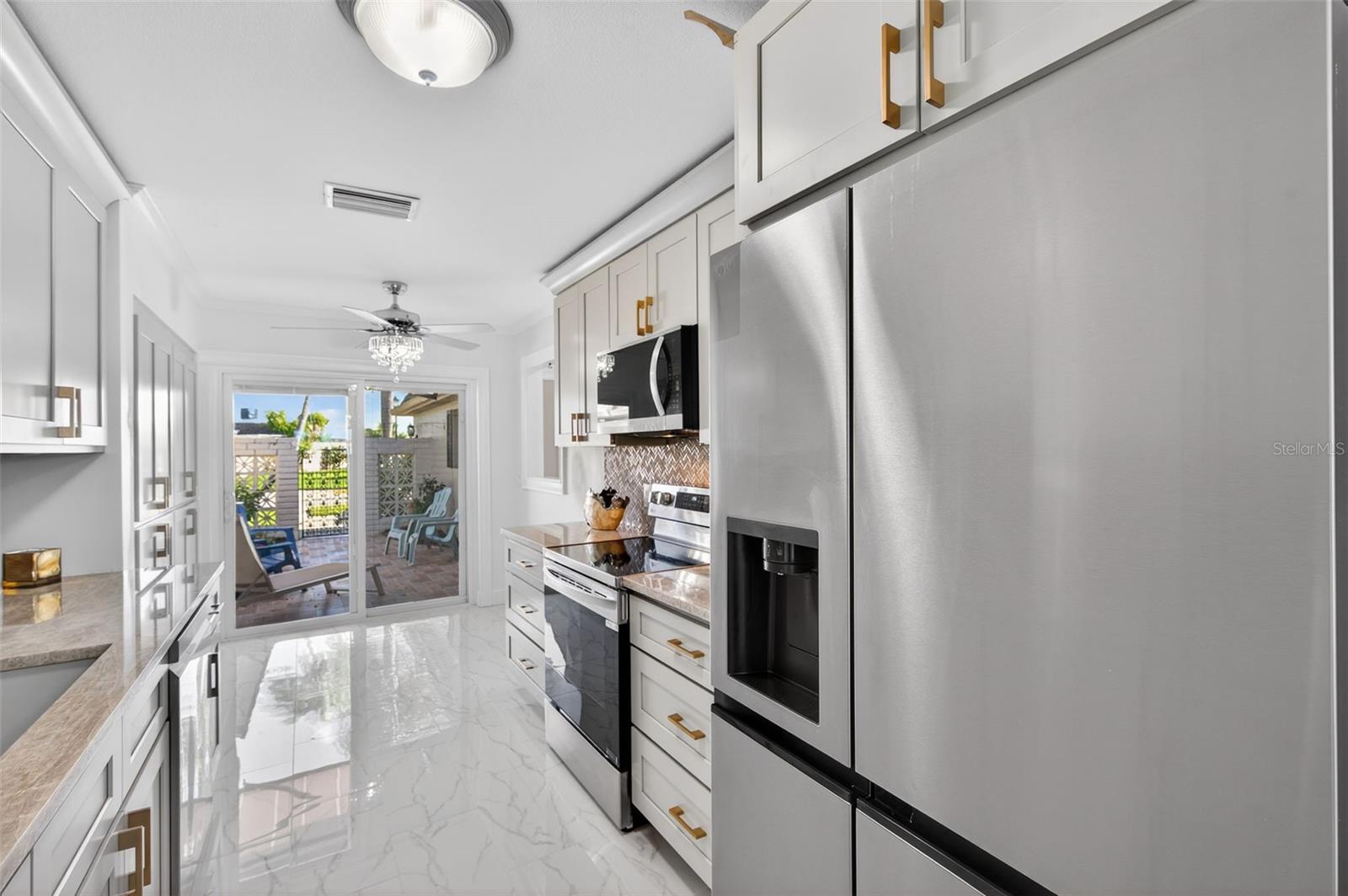 Lots of natural light with sliding doors to courtyard