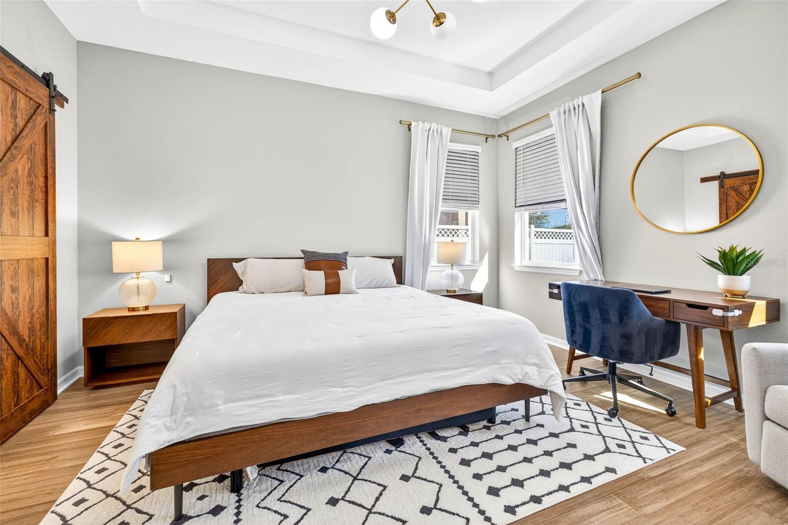 Ample light all day with back yard view.