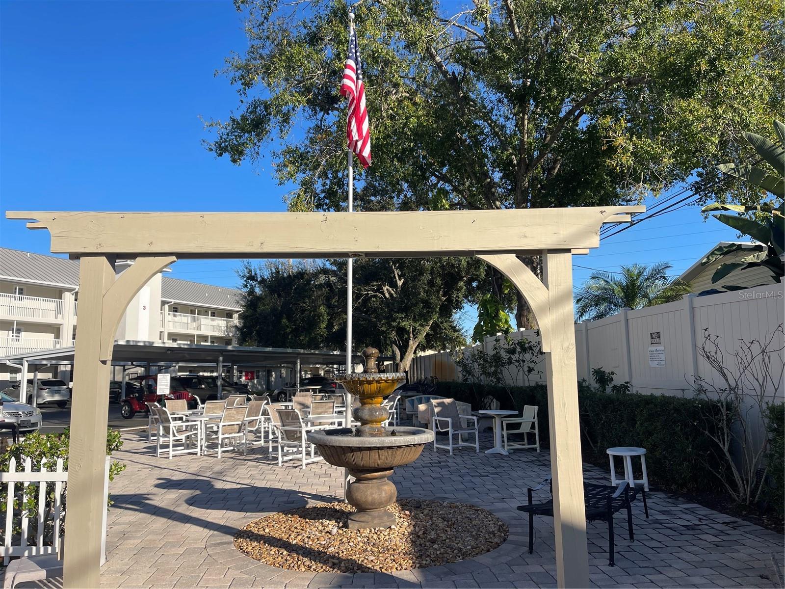 Fountains has BBQ area.