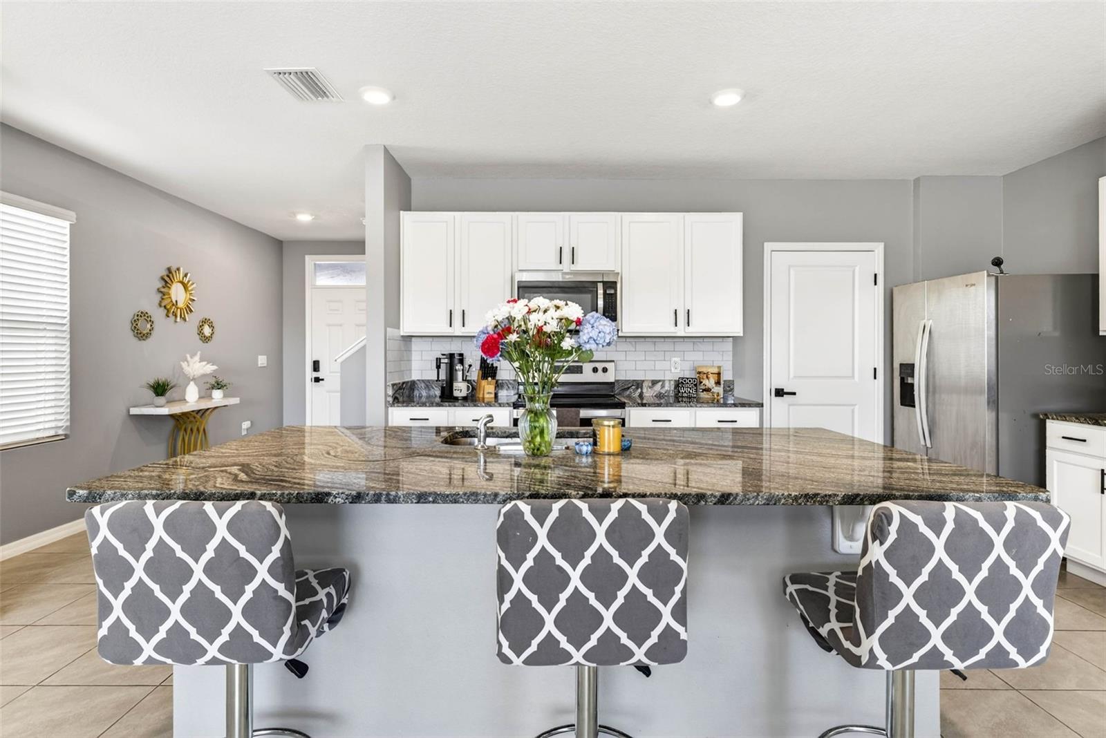 Seating for 3 at the island