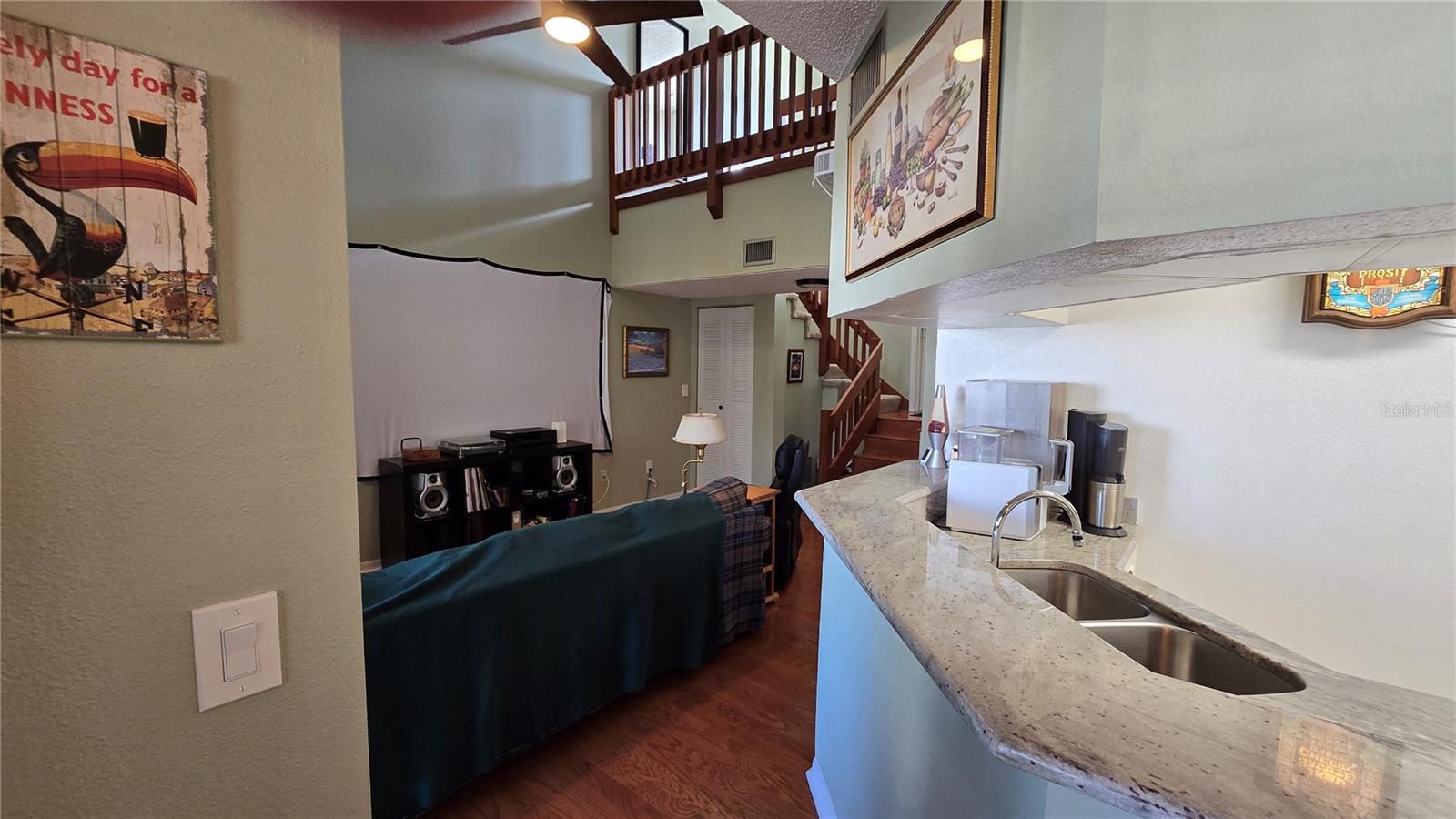 Kitchen open to living room