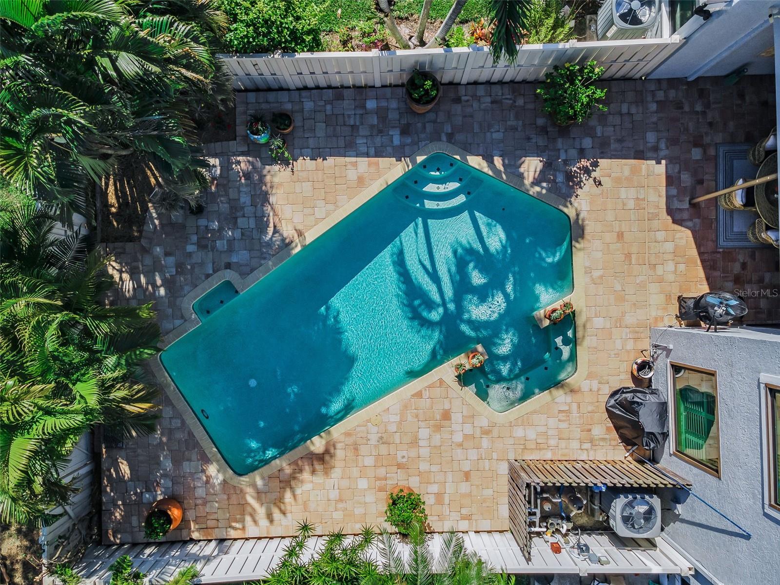 Aerial view of backyard