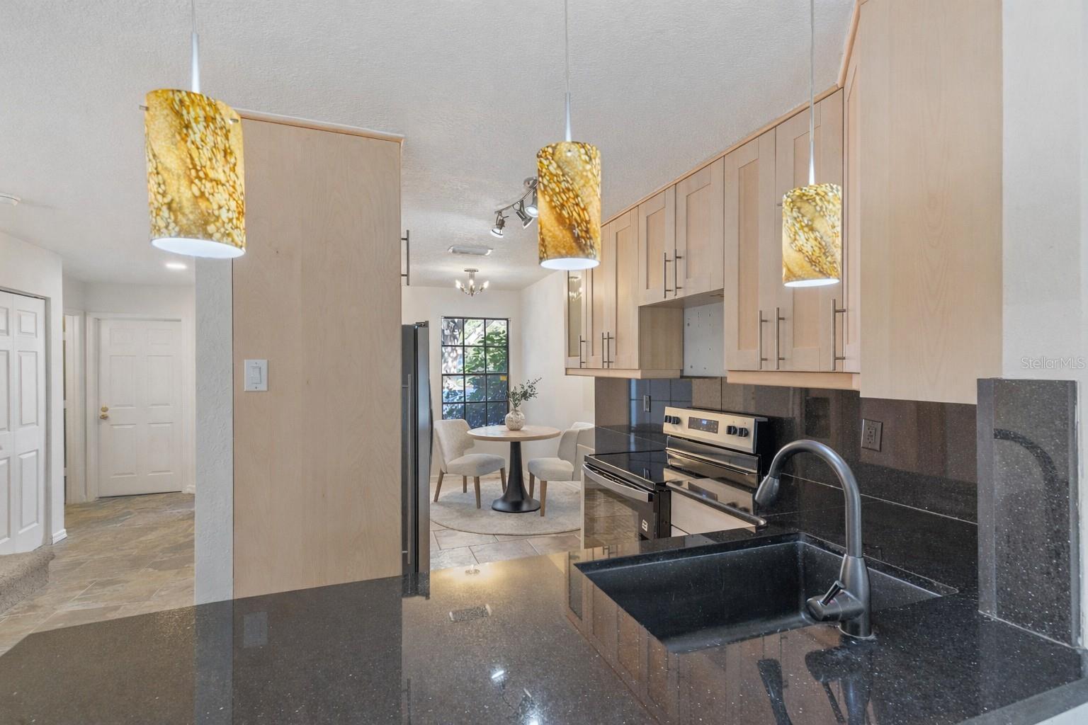 furniture *AI photo A eating nook that looks out onto the Courtyard, plus a spacious dining area.