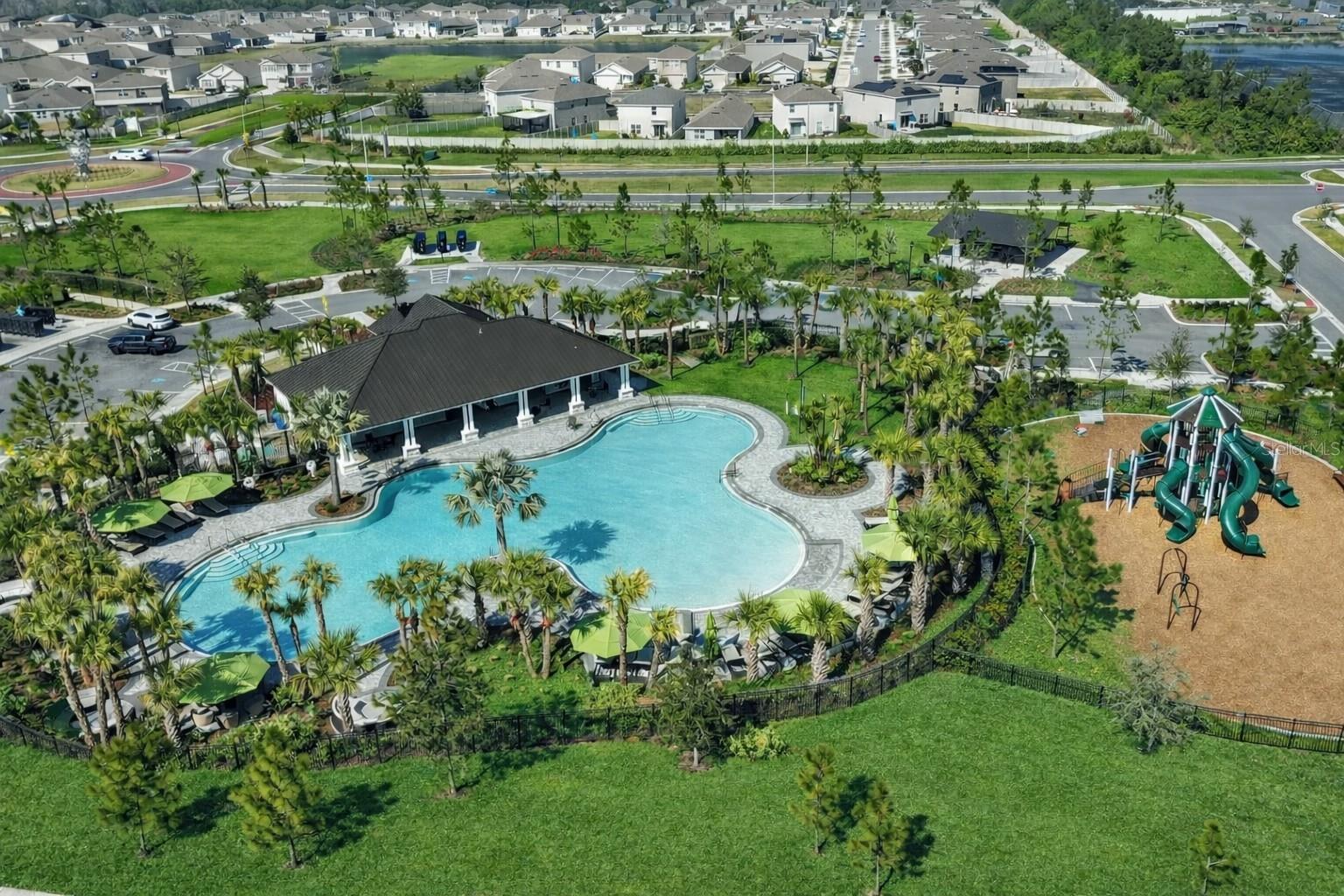 Amenities include a swimming pool, clubhouse, picnic areas, dog park, playground, basketball courts, and pickleball courts.
