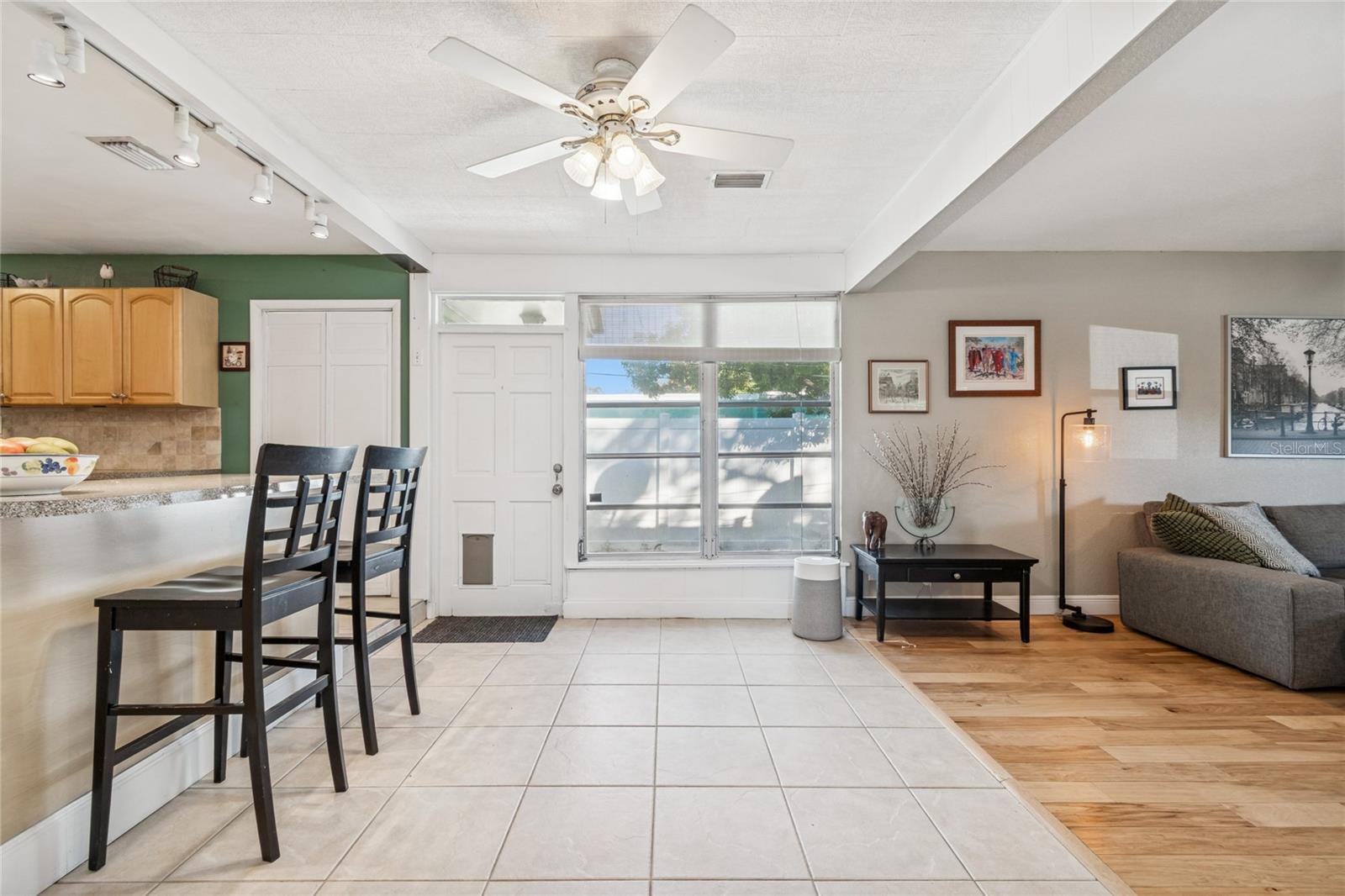 Dining area with access to backyard