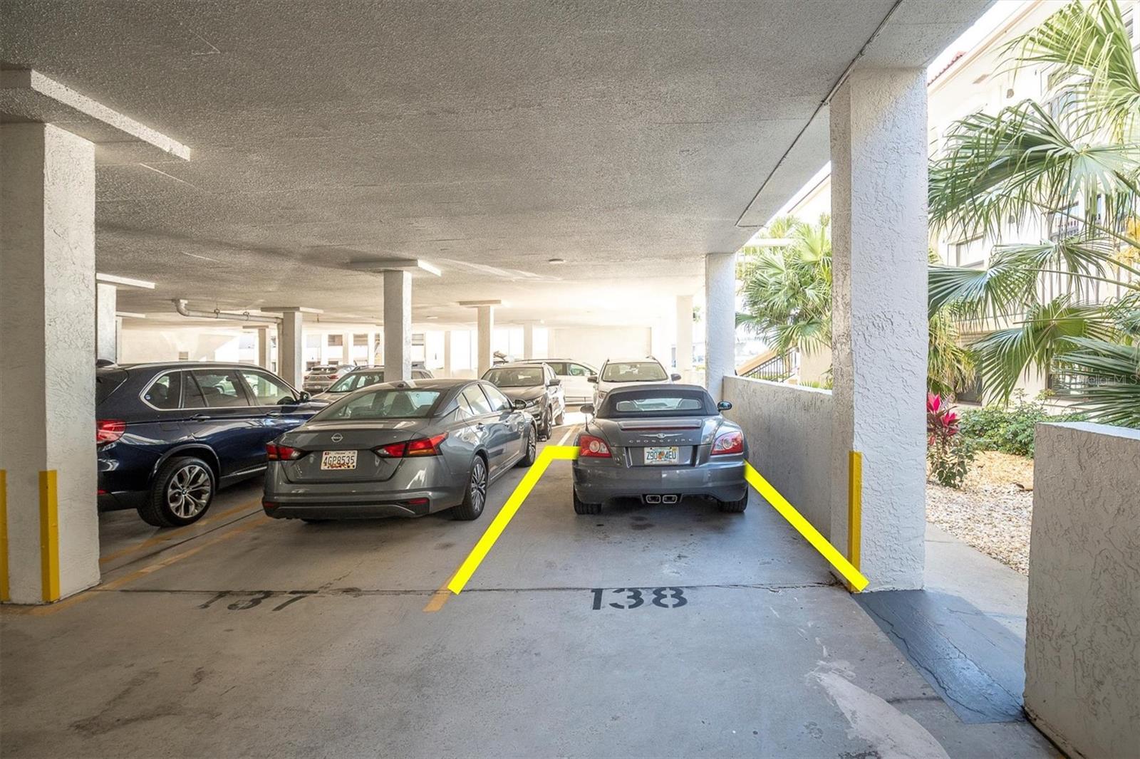 Covered parking space #138 is close to the #107