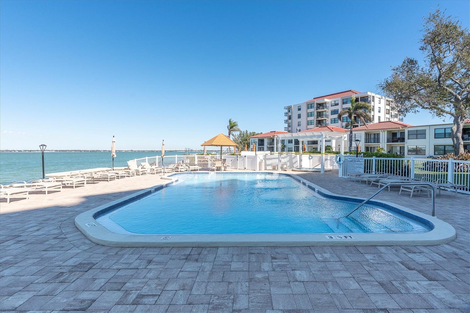 Heated pool overlooking the Bay