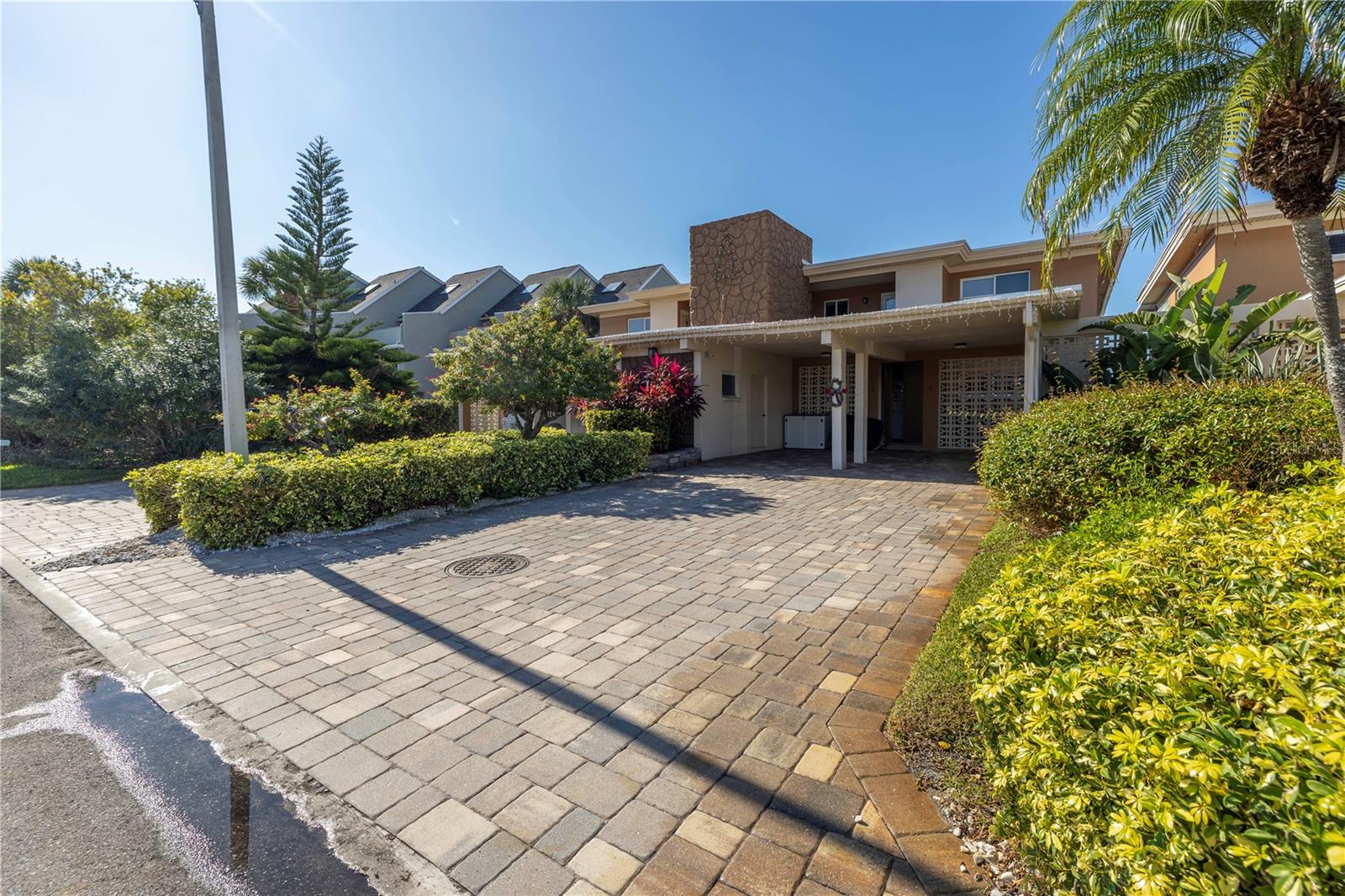 Front entrance to building - 2 parking spaces, one behind the other on the LHS