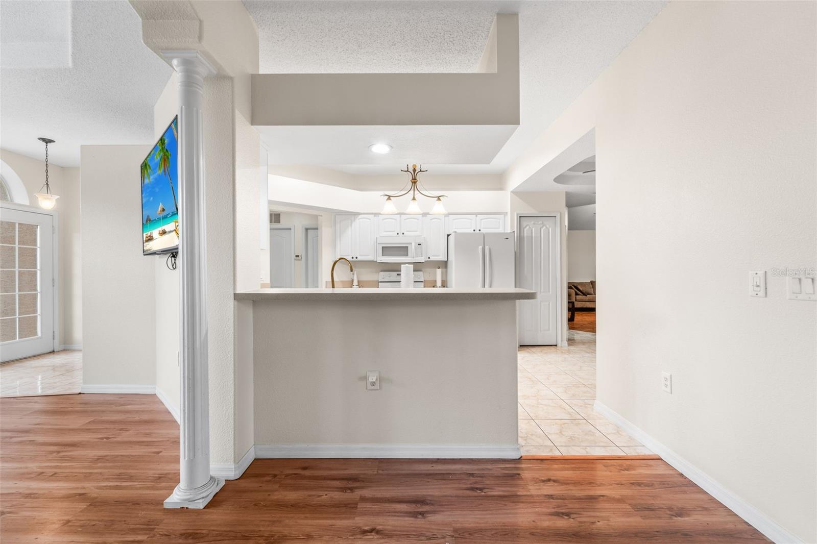 Dining room into kitchen view